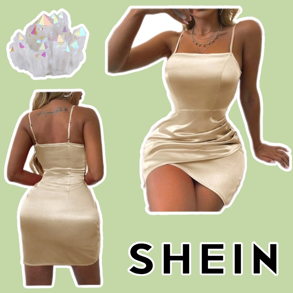 💙 Wrap Satin Bodycon Dress